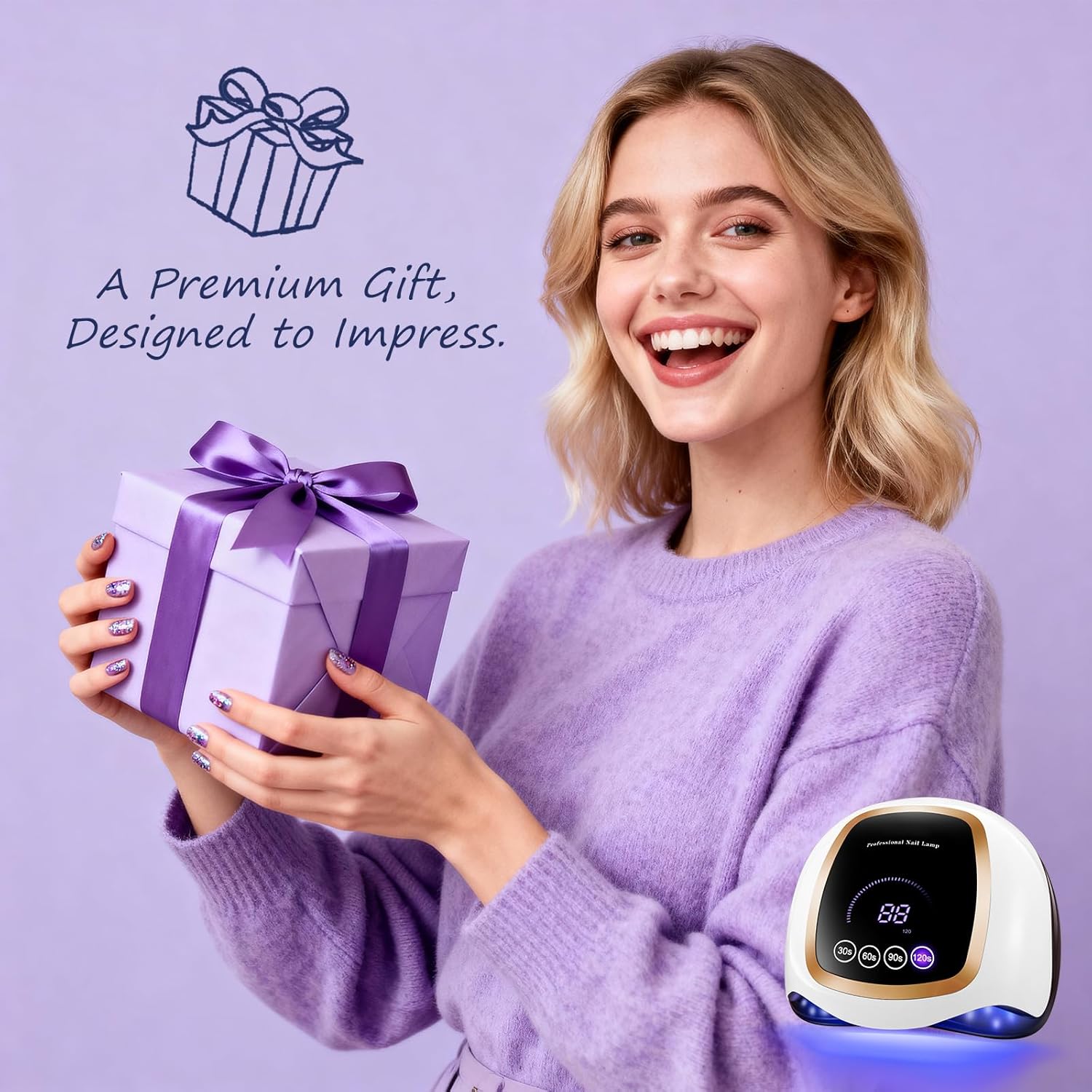 UV LED Nail Lamp, Gugusure Upgrade 180W Nail Dryer for Gel Polish with LCD Display, Auto Sensor and 4 Timer Settings, Professional Curing Lamp Light with 42 Beads for Salon and Home