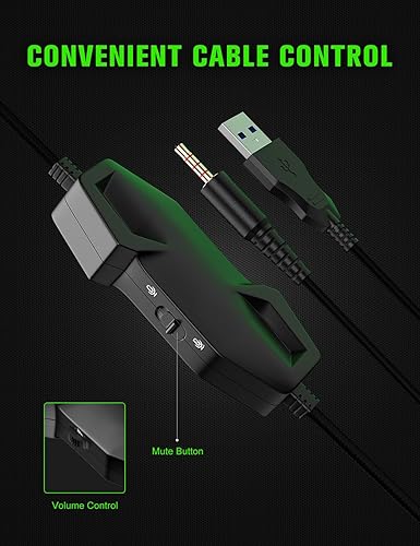 Miniatura 5 de ZIUMIER Z20 Auriculares para juegos para PS4, PS5, Xbox One, PC, auriculares con cable sobre la oreja con micrófono de aislamiento de ruido, luz LED