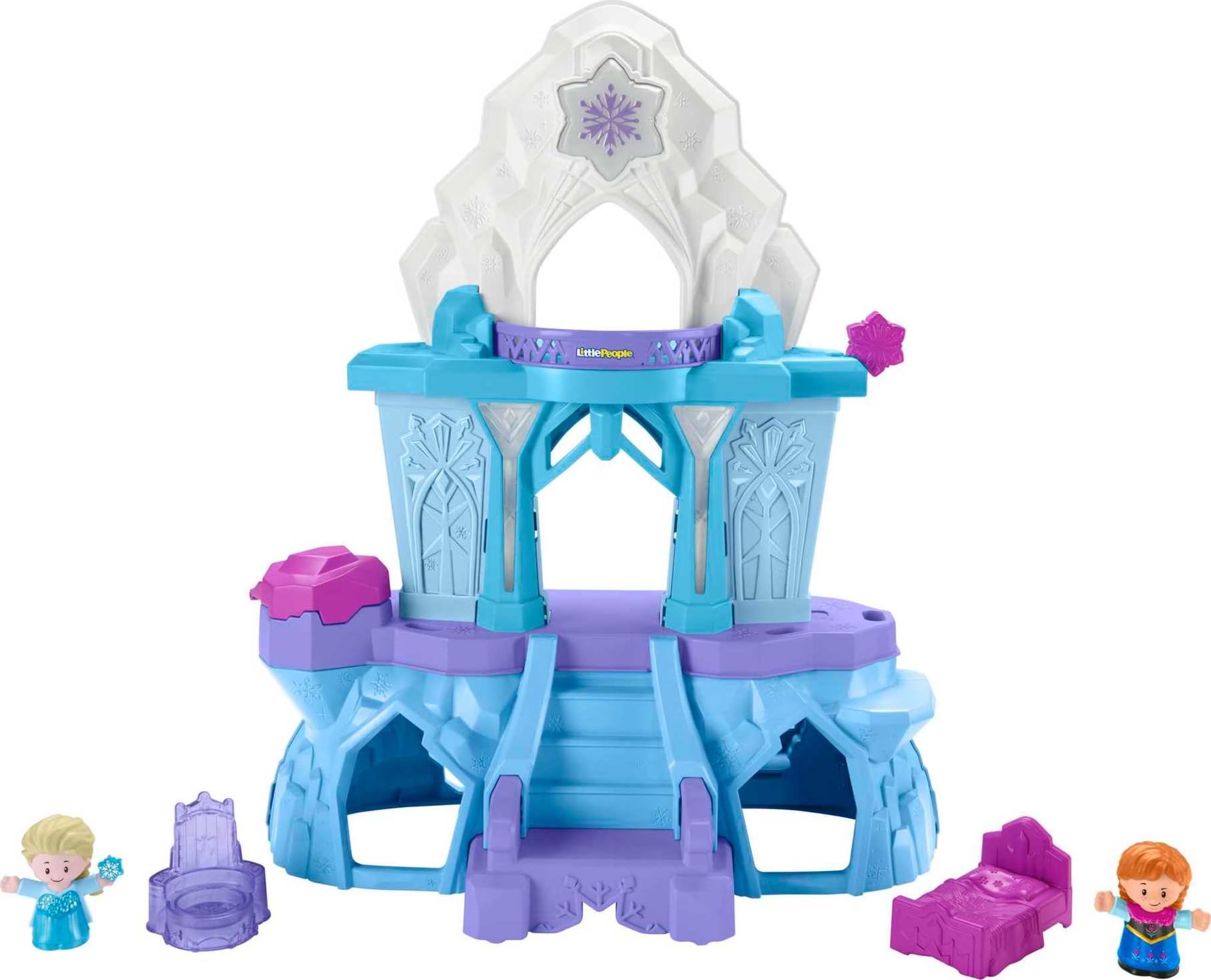 Fisher-Price Little People Toddler Toy Disney Frozen Elsa’s Enchanted  Lights Palace Playset with Music Lights Figures for Kids Ages 18+ Months