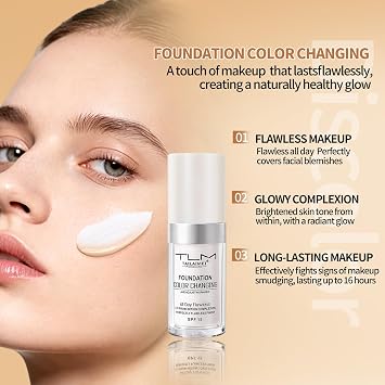 Color Changing Foundation for Color Correction, White Foundation Stick, Even Skin Tone for a Natural Facial Look, includes SPF15 Foundation, Full Coverage Makeup Set(01# Natural)