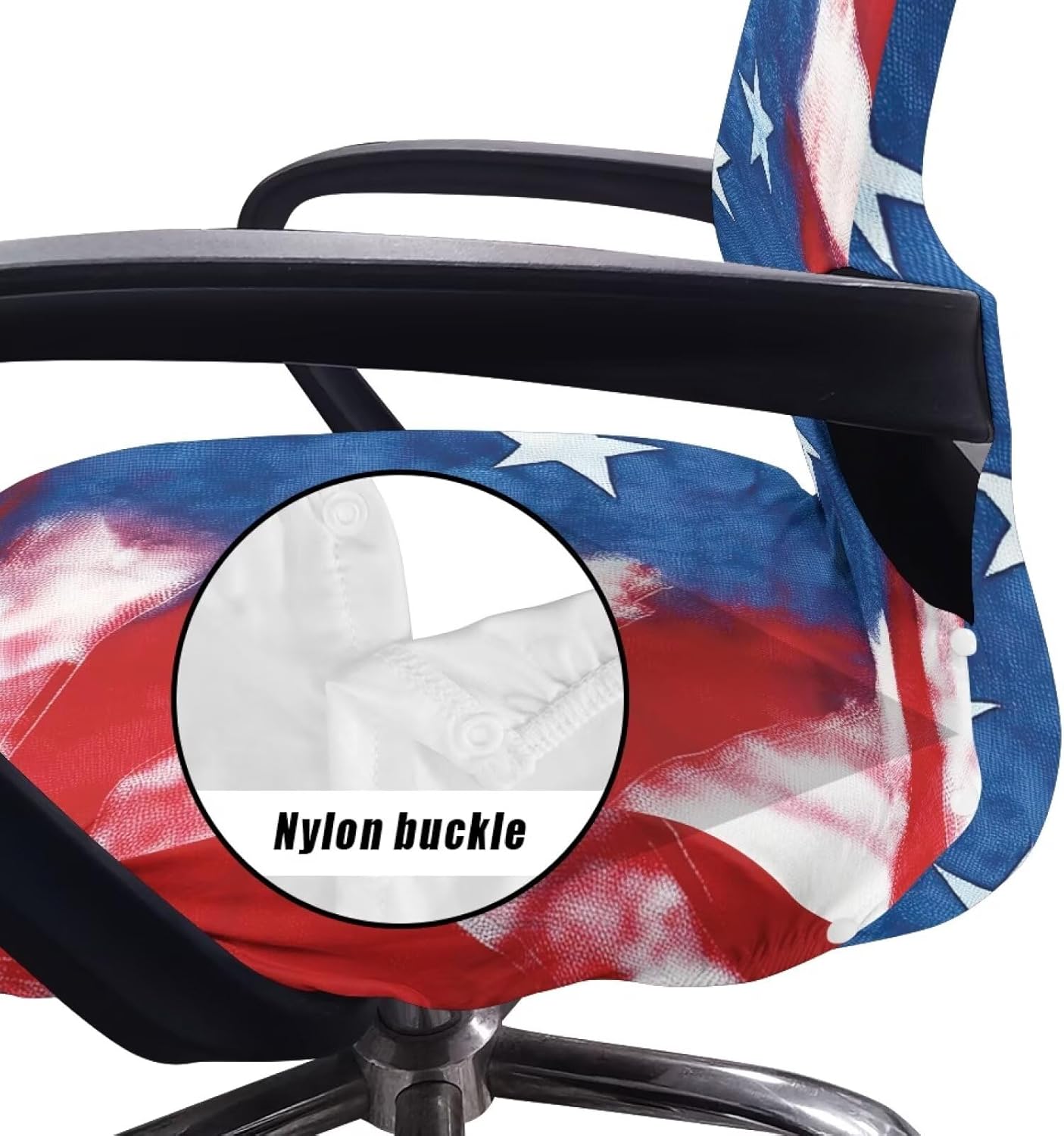 American Flag Office Chair Cover Removable Computer Chair Cover Breathable Universal Rotating Desk High Back Seat Protector Elastic Independence Day Covers Reduces Dust and Stains,L
