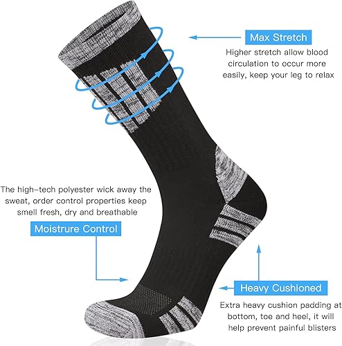 Miniatura 2 de COOVAN Calcetines de senderismo para hombre, 5 pares de calcetines deportivos acolchados que absorben la humedad
