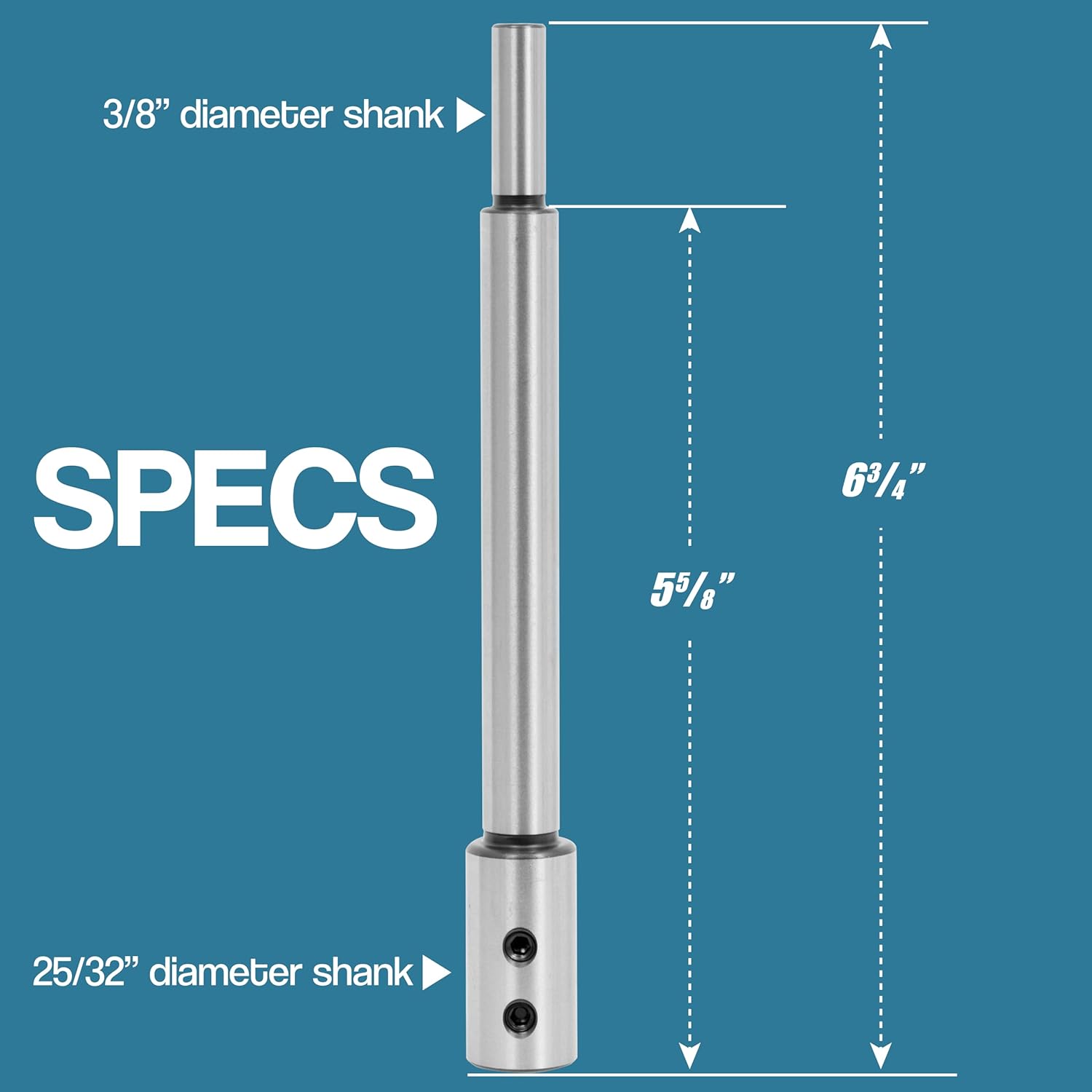 Peachtree Woodworking Supply 10" Long Forstner Bit Extension for Adding Over 8" of Drilling Depth for Wood Turners, Carpentry and Construction Use (10" x 3/8" Extension for 3/8" Forstner Bits)