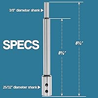 Vista 5 de Fulton Extensión de Broca Forstner de 6" – Extensión de Broca de Acero Resistente de 3/8", Añade Profundidad de Perforación de 5-5/8" a las Brocas