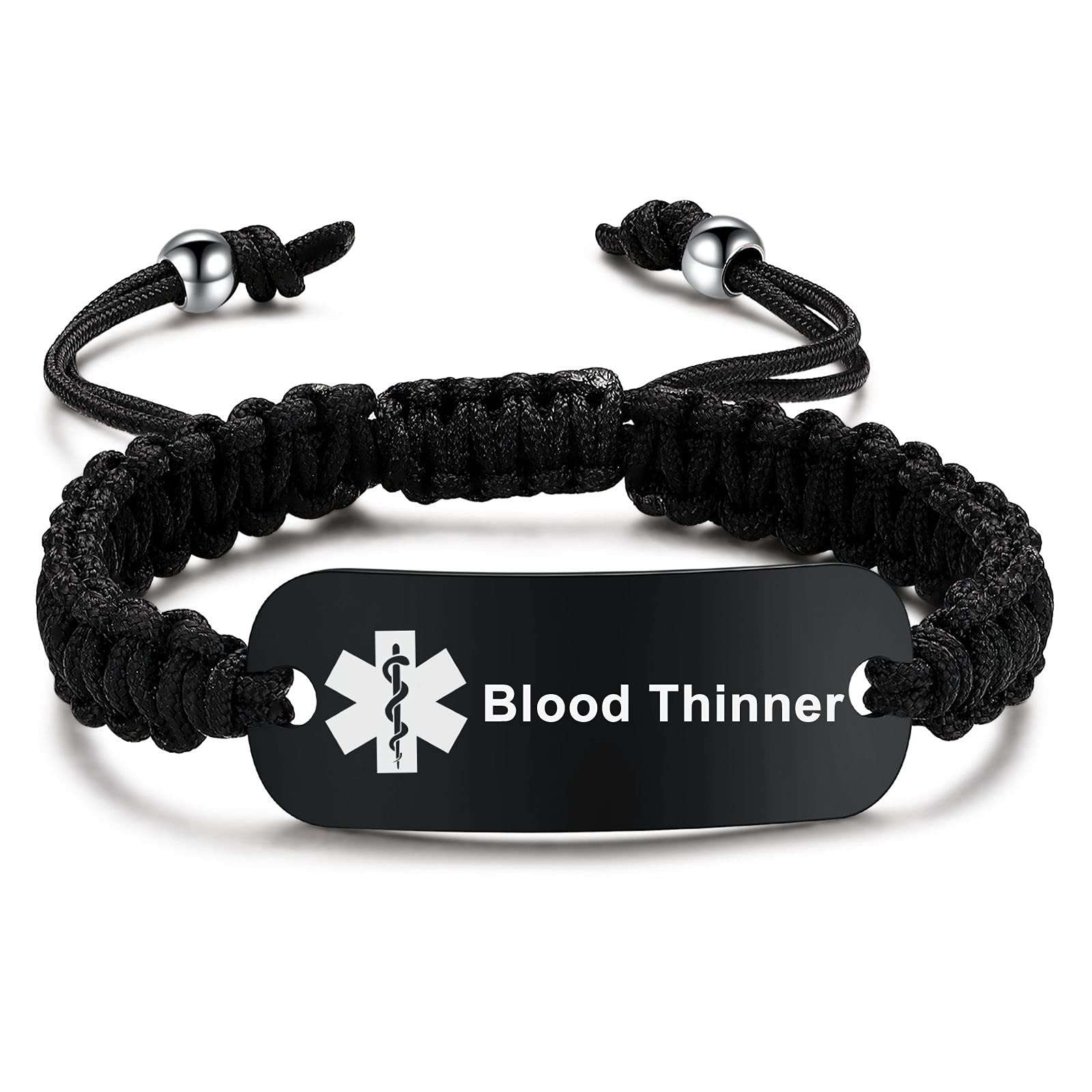 MAXZOOLMedical Alert Bracelets for Women Men | Medical ID Bracelet for Men | T1D T2D Diabetes Epilepsy Medical Alert Disease Awareness Bracelet | Adjustable Emergency ID Bracelet with Nylon Rope