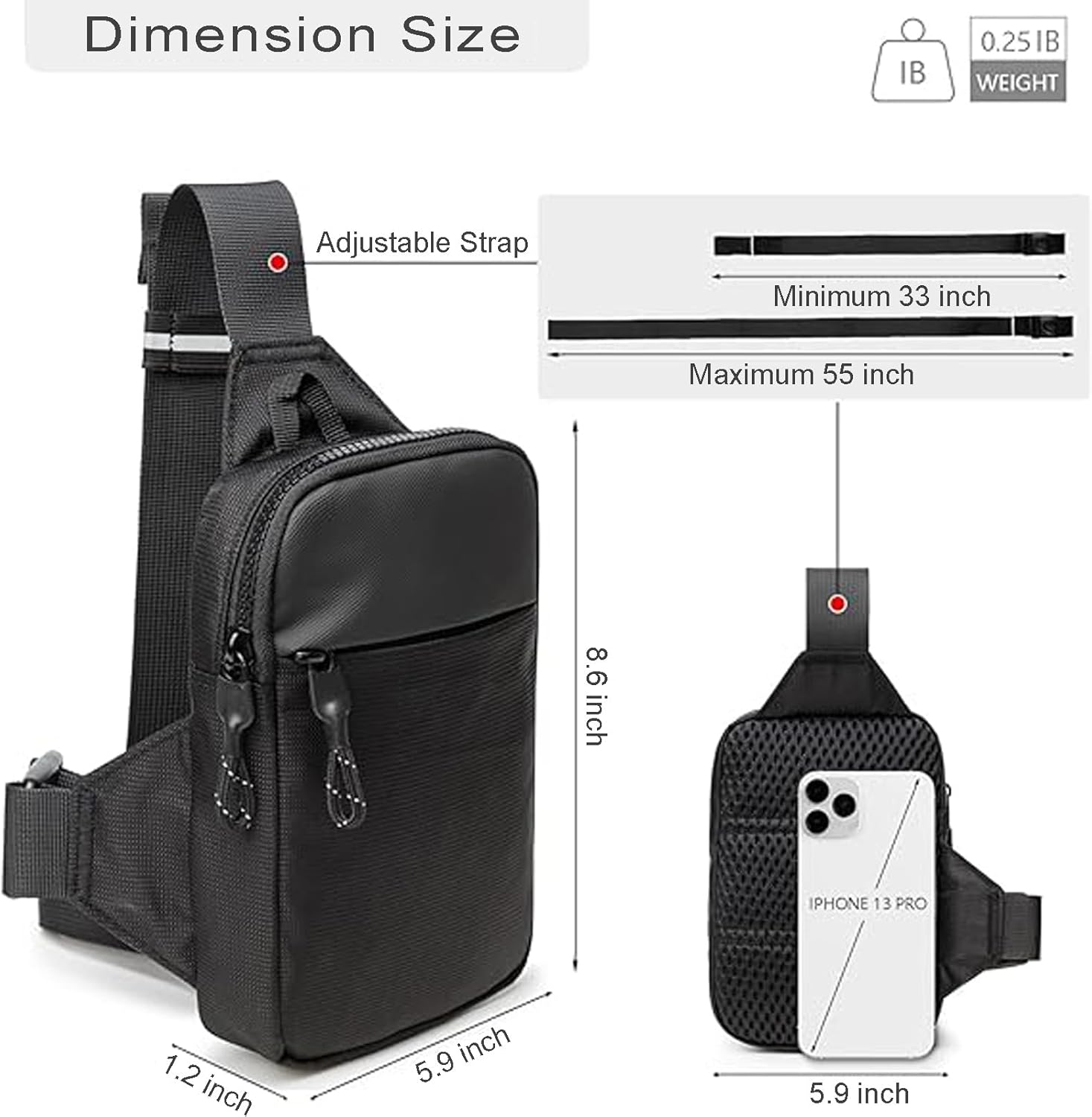 Tactical Bag Shoulder Chest BackPack with Sling，Concealed Carry Shoulder Bag for Range, Travel, Hiking, Outdoor Sports (8.6 x 5.9 inch) - Image 4