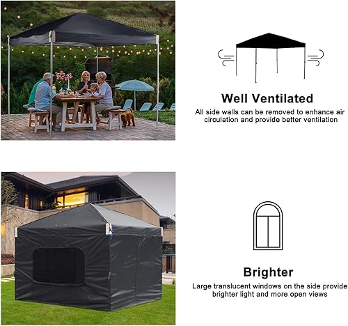 Miniatura 6 de Aoodor Tienda de campaña desplegable de 12 x 12 pies con bolsa enrollable, toldo portátil de sombra instantánea con cortina para campamento, fiesta