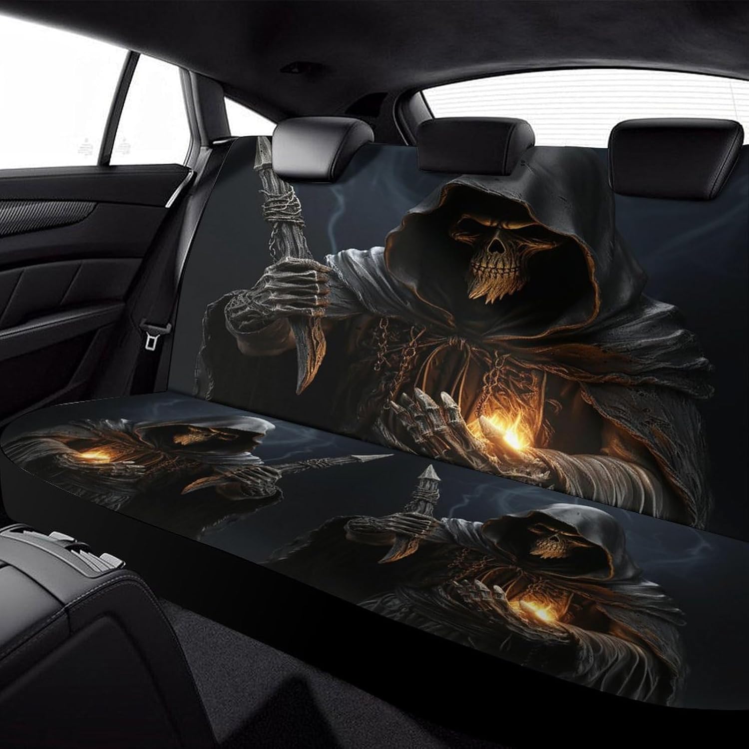 Grim Reaper Car Seat Cover Universal Rear Car Seat Protector Waterproof Automotive Seats Covers Non-Slip Truck Carseat Cover Universal Cars Accessories Fit for Cars SUV Truck Interior Covers