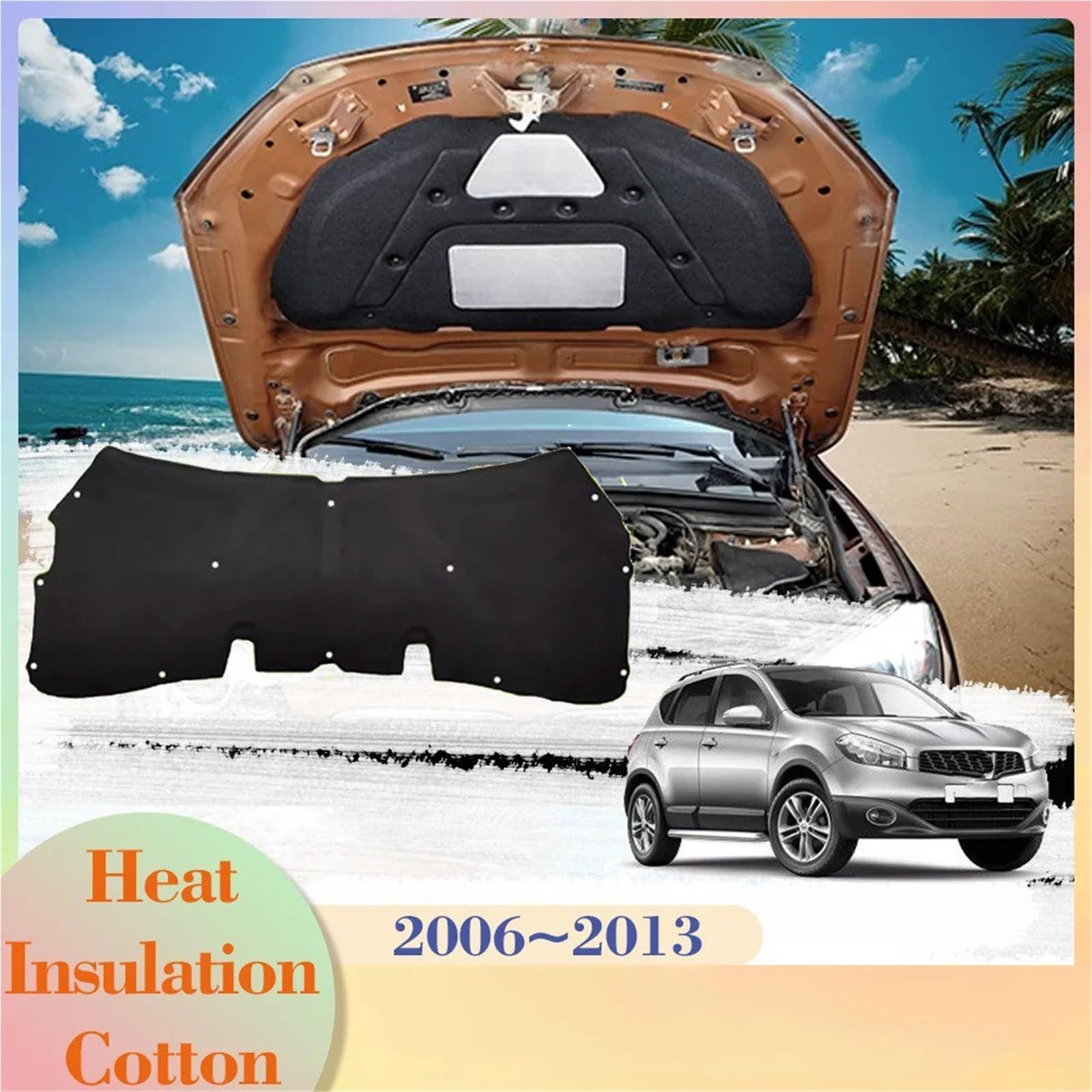 Dla Nissan Qashqai J10 Dualis 2006 2007 2008 2009 2010 2011 2012 2013 osłona izolacyjna silnika bawełniana osłona dźwiękoszczelna mata termiczna izolacja akustyczna