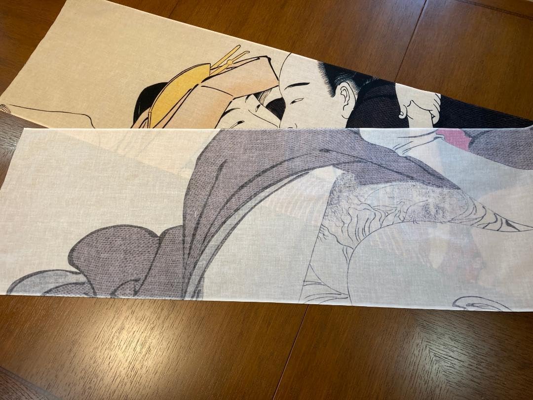 袖の巻 その3 鳥居清長 手ぬぐい 春画 浮世絵 サイズは約214cm 35cm