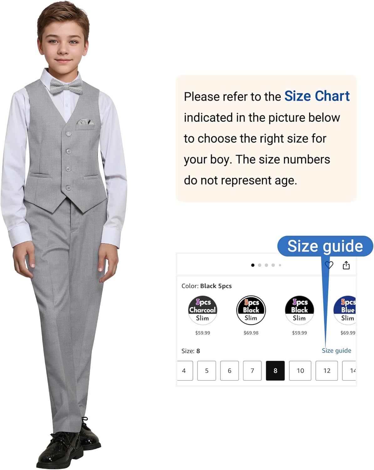 Happy Dolphin Boys Suit Set Modern Fit Kids Suits Adjustable Waist Boys Wedding Outfit for Boy Communion Suits for Boys - Image 4