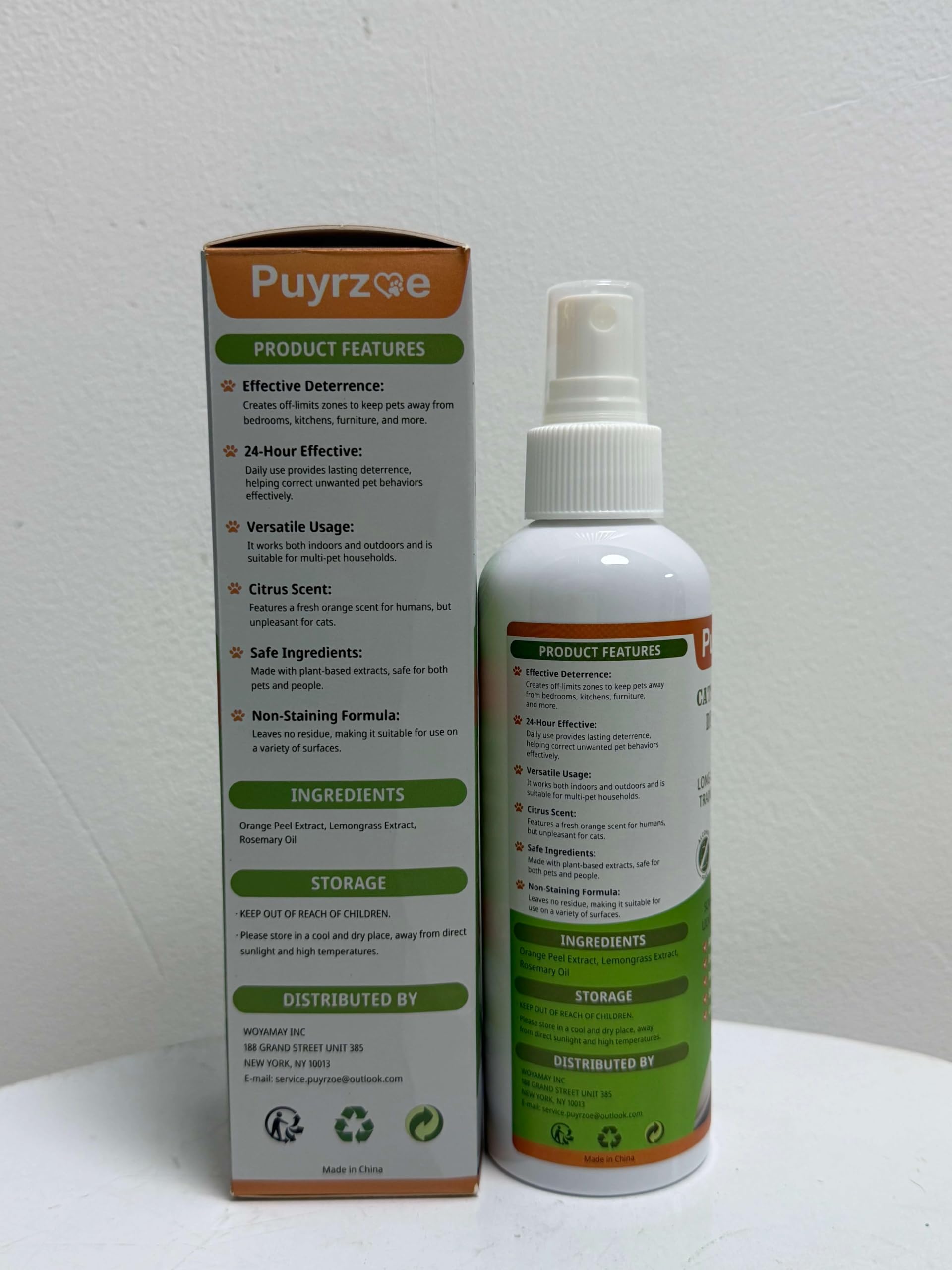 puyrzoe Spray répulsif naturel pour chat - Spray dissuasif pour chat intérieur et extérieur - Spray anti-rayures pour meubles, canapés, rideaux, plantes, chat - 200 ml