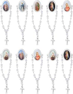 Cottvott Rosary Lapel Pins, Divine Mercy Jesus/Virgen de Guadalupe Patron Saints Icons Brooches, Catholic Pin Religious Baptism Favor Gifts