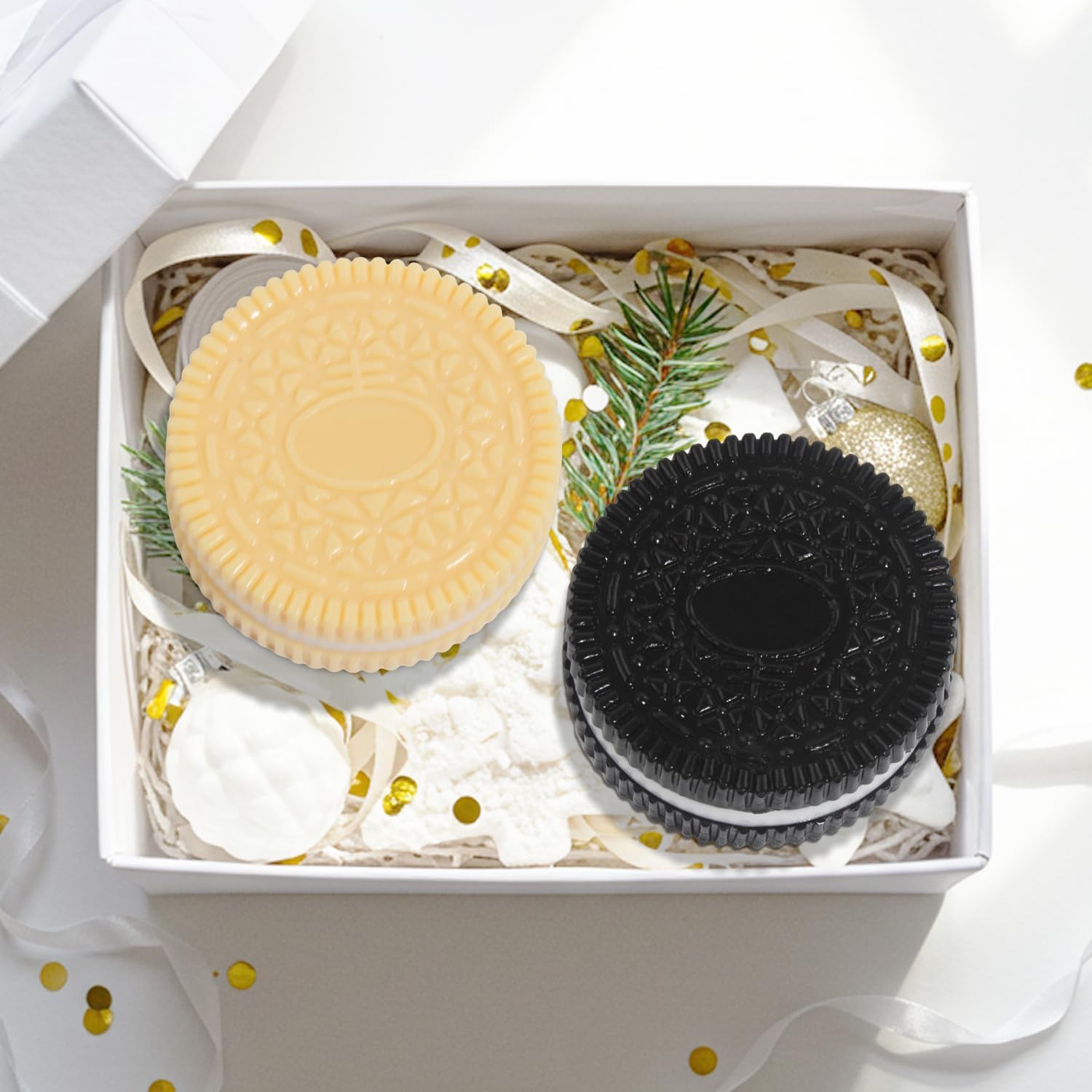 2-Pack Cookie Sensory Fidget Toys Adults, Taba Squishy Anxiety Stress Relief Squeeze Toy, Soft Sticky Food Squishies for Office Desk, School (Yellow+Black)