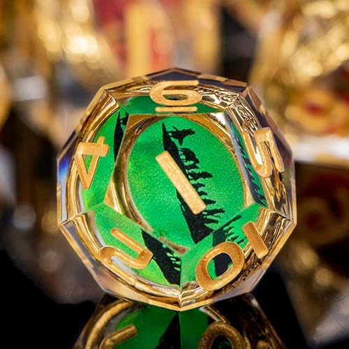 Miniatura 4 de Juego de dados DND de anillo dorado mágico con borde afilado, color rojo con ojo, para uso con juegos de mesa RPG D&D, juego de dados poliédricos