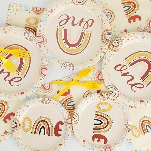 Vista 208 de gisgfim 96 Pcs Thanksgiving Fall Plates and Napkins Party Supplies Autumn Leaves Tableware Set Thanksgiving Pumpkin Maple Party Decorations Favors