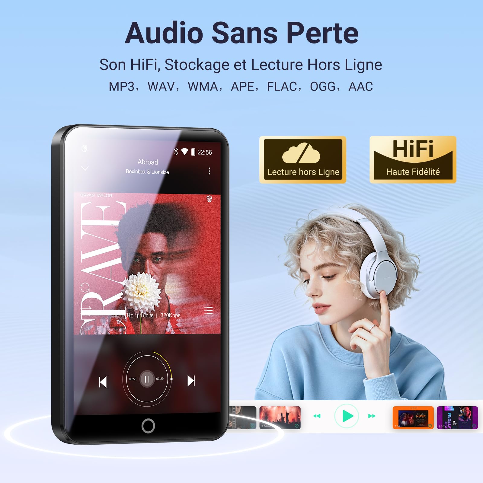MECHEN Lecteur MP3 Spotify, Android 10 Bluetooth Wi-FI