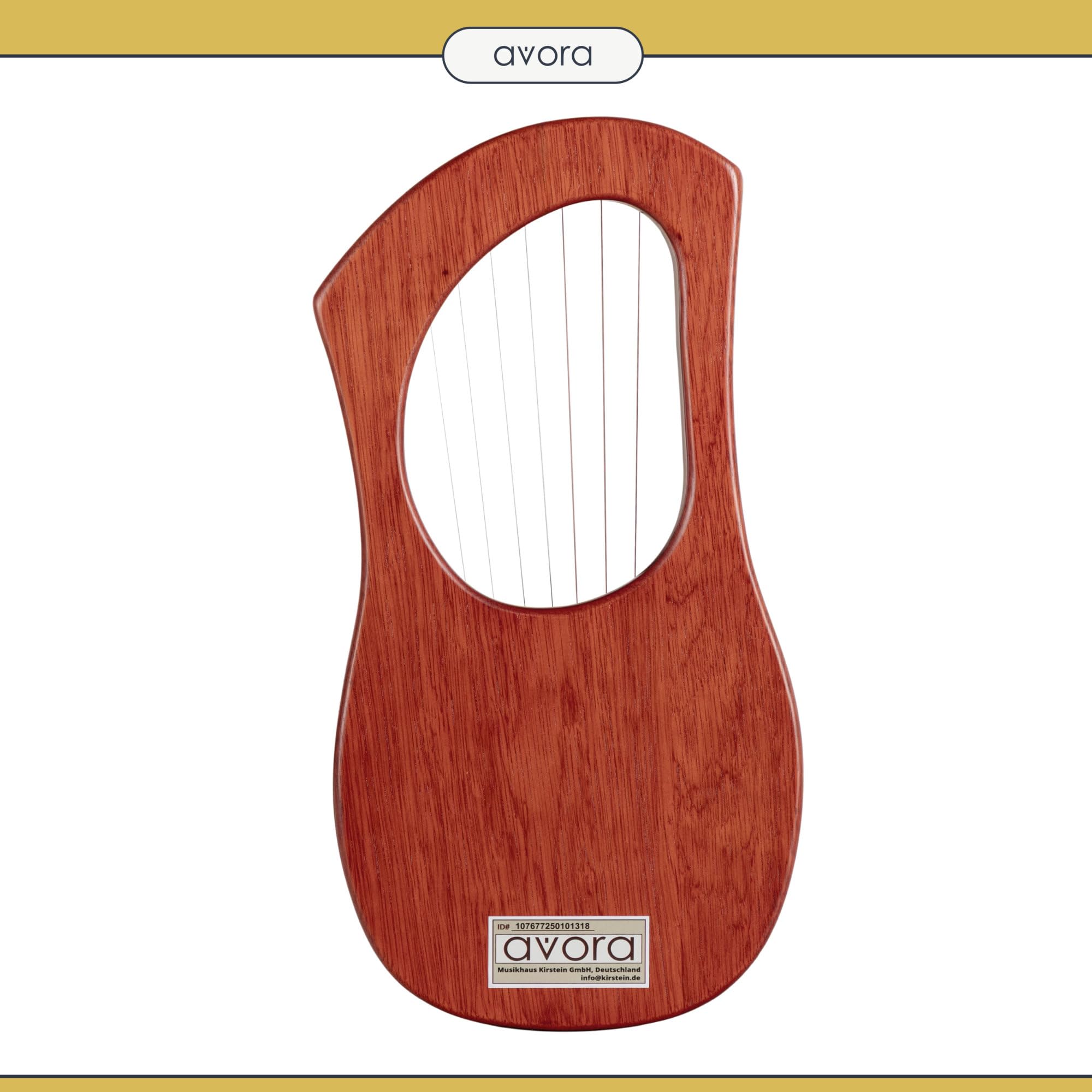 Avora Lyra Arpa in mogano – 7 corde pentatoniche in acciaio, borsa e chiave di accordatura – strumento spirituale per musicoterapia e viaggi sonori.