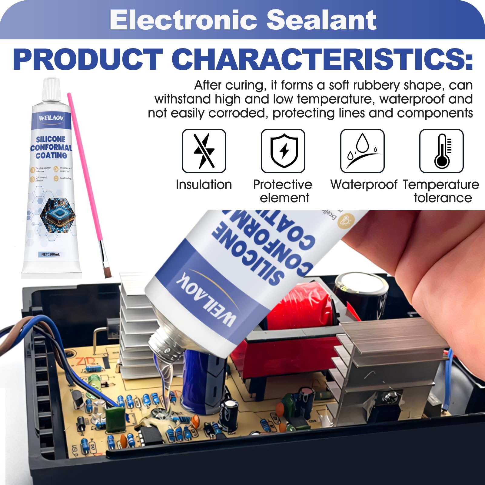 Protective and Insulating Varnish, Vernice Isolante, Gomma Liquida, Gel Isolante Elettrico per Circuiti Stampati di Apparecchiature Elettroniche, Schede di Controllo, ecc, 100 ml