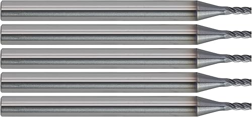5 piezas de fresas de carburo sólido, nariz cuadrada, revestimiento de TiAlN, 364" diámetro del molino., 964" LoC, 1-12" OAL, 4 flautas, corte 5 piezas de fresas de carburo sólido, nariz cuadrada, revestimiento de TiAlN, 364" diámetro del molino., 964" LoC, 1-12" OAL, 4 flautas, corte