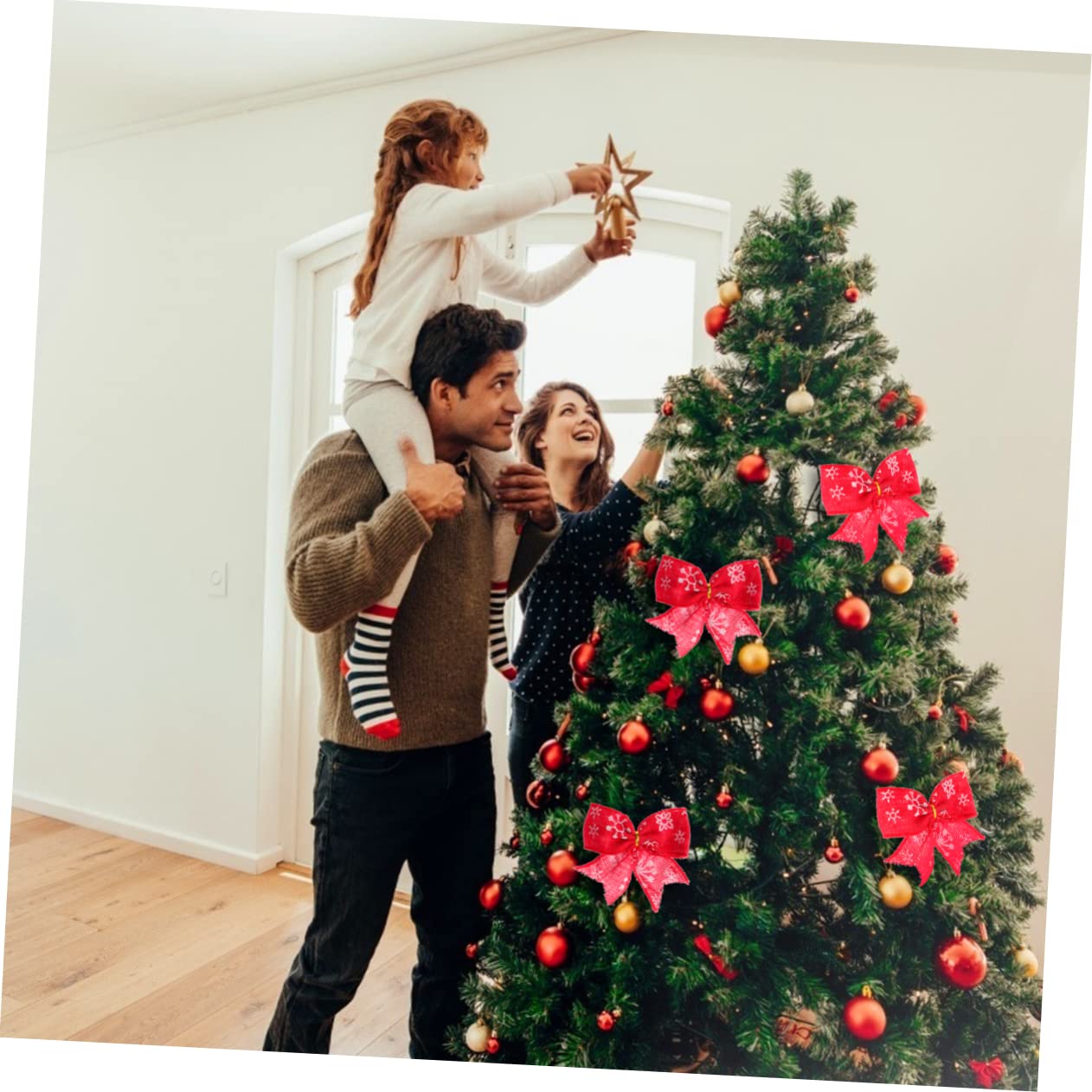 STOBOK 16piezas Lazos De Arpillera Diseño De para Decoración Navideña Adornos Rústicos para Árbol De Navidad y Festividades