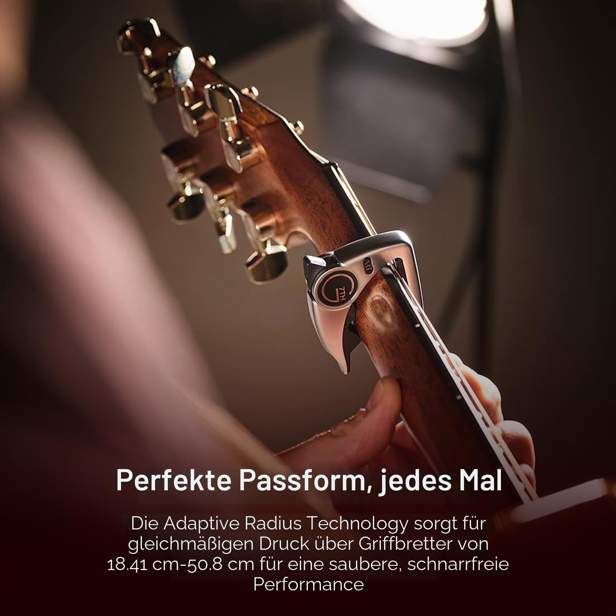 G7th Performance 3 Kapodaster Silber – Einzigartige Tension Control & Adaptive Radius Technologie – Preisgekrönter Kapodaster für Akustik- und E-Gitarren