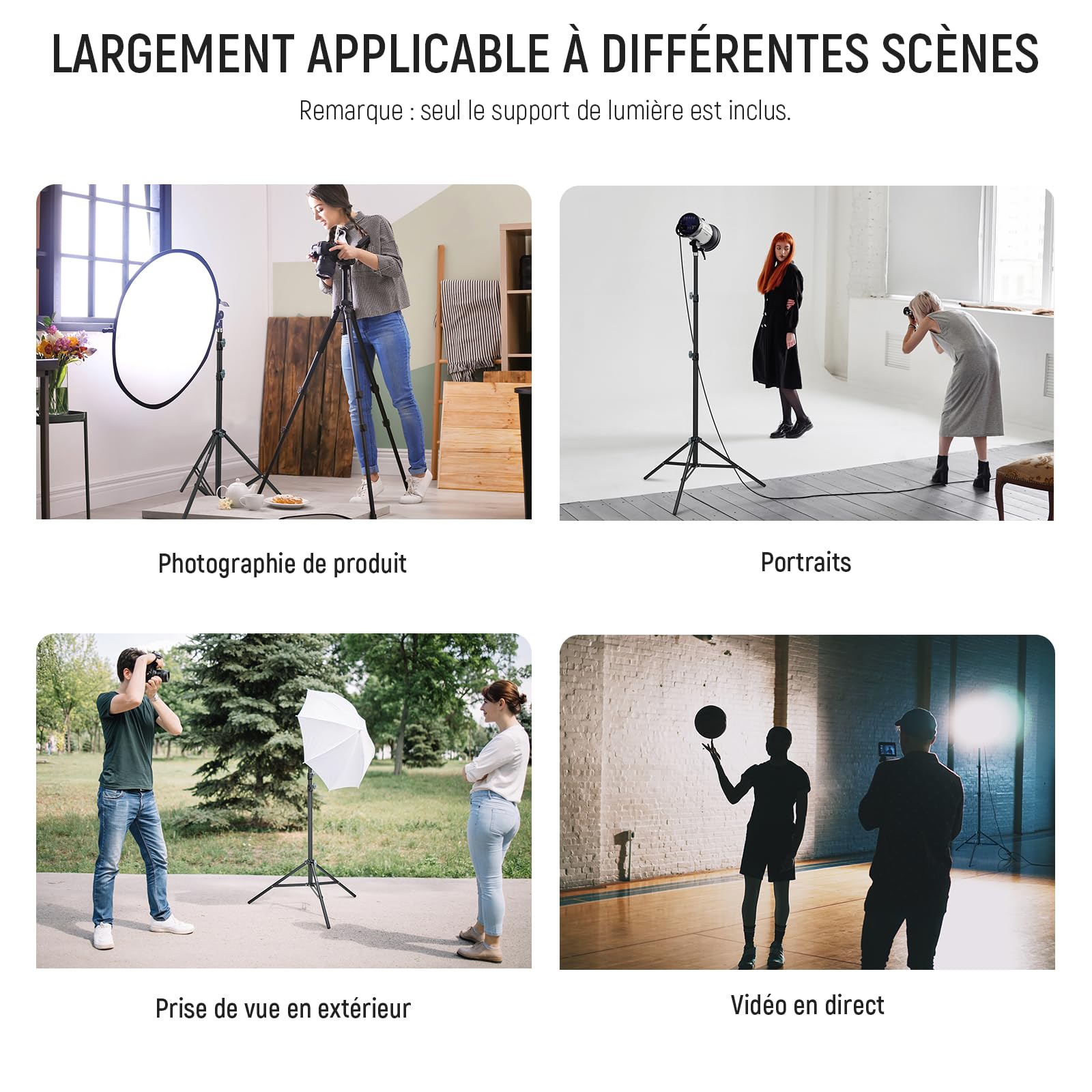 NEEWER Support de Lumière de Photographie 2.85-6.6ft/87-200cm, Trépied en Aluminium à Ressort avec Diamètre de Tube de ø28mm pour Anneau Lumière/Lumière LED/Softbox,Charge Max 22lbs, ST-200 Noir