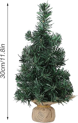 Miniatura 2 de Mini árbol de Navidad artificial de abeto nórdico de 11.8 pulgadas, decoración interior de temporada con base de arpillera decorativa (11.8 pulgadas)