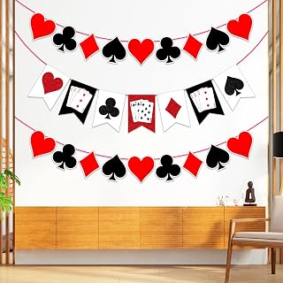 Zyozique Casino Theme Card Shape Paper Banner & Character Paper Banner, Casino Party Decoration Supplies - Casino Night Garlands for Game Theme Party, Birthday Party Supplies (Pack Of 3)