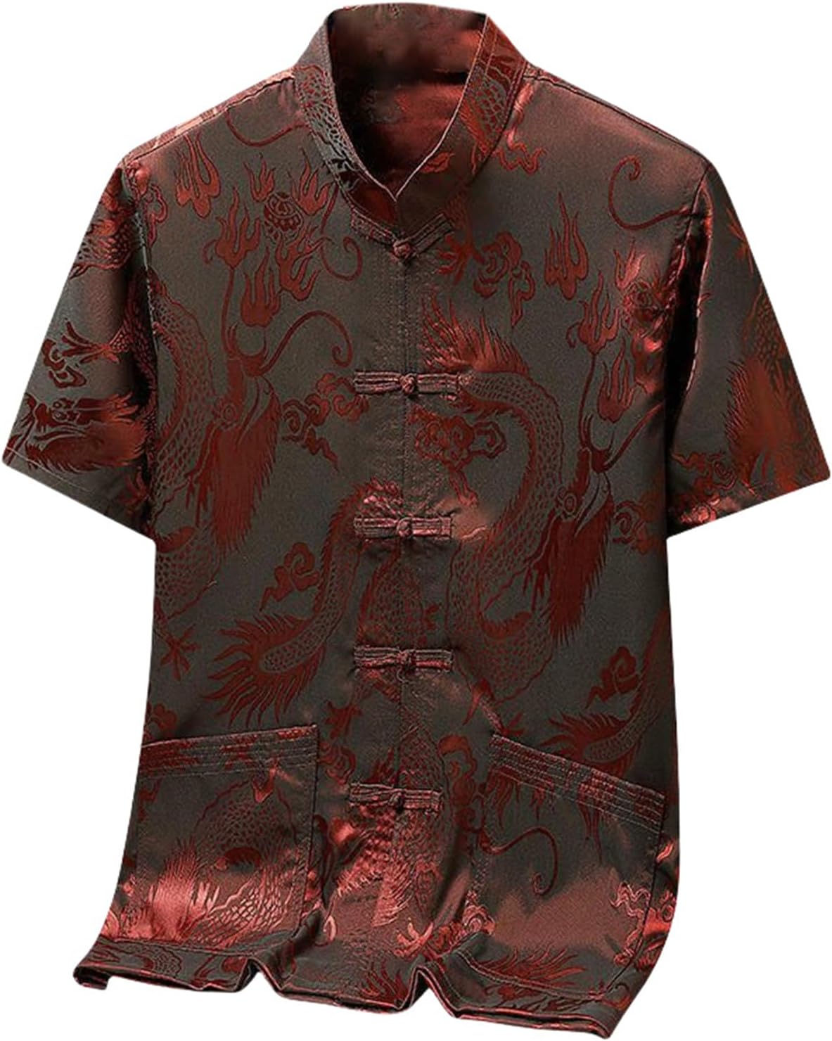 Men's Summer Chinese Style Hanfu Ice Silk Short Sleeve Shirt Morning Exercise Tai Chi Wear