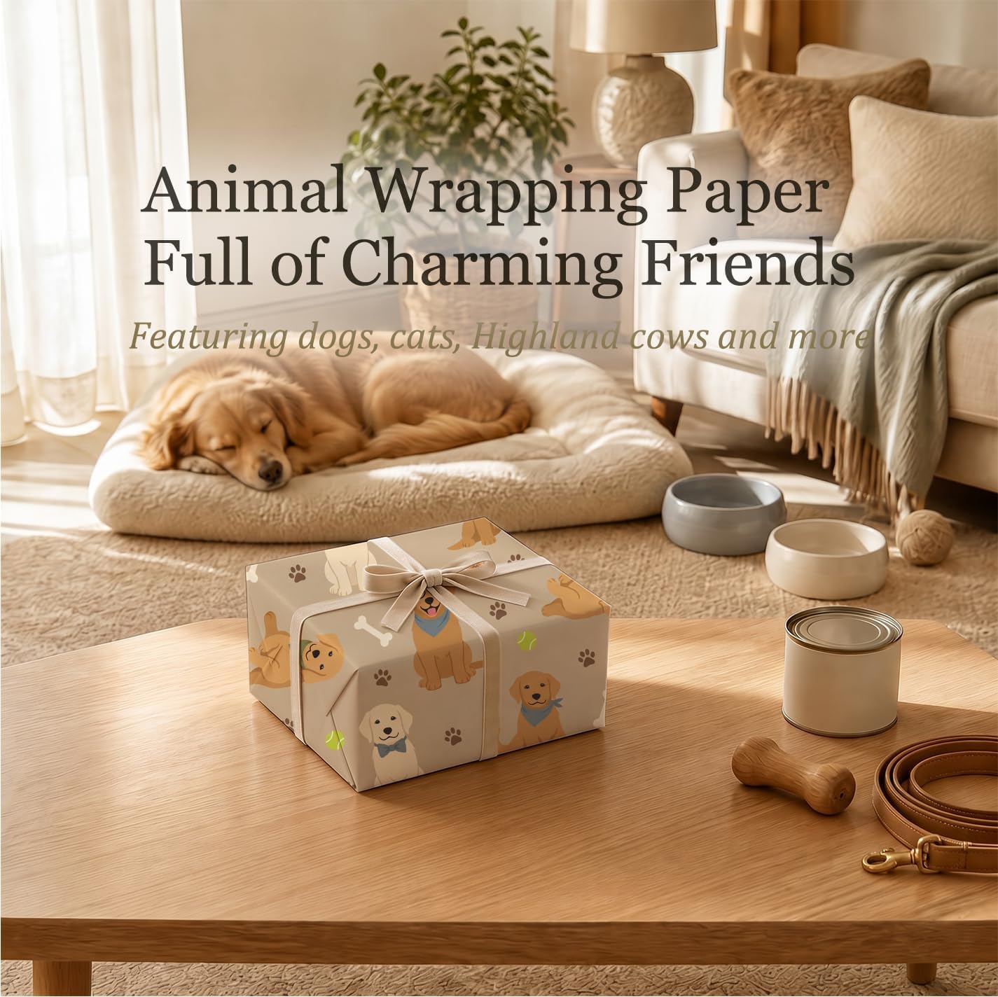 SHSEEN Puppy Party Wrapping Paper, 19.6 x 27.5 in, 2 Sheets image 3
