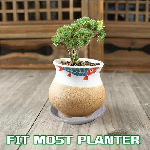 Miniatura 7 de Platillo de plástico para plantas de 22 pulgadas, paquete de 2 bandejas de goteo grises duraderas para maceta, bandeja de drenaje resistente para