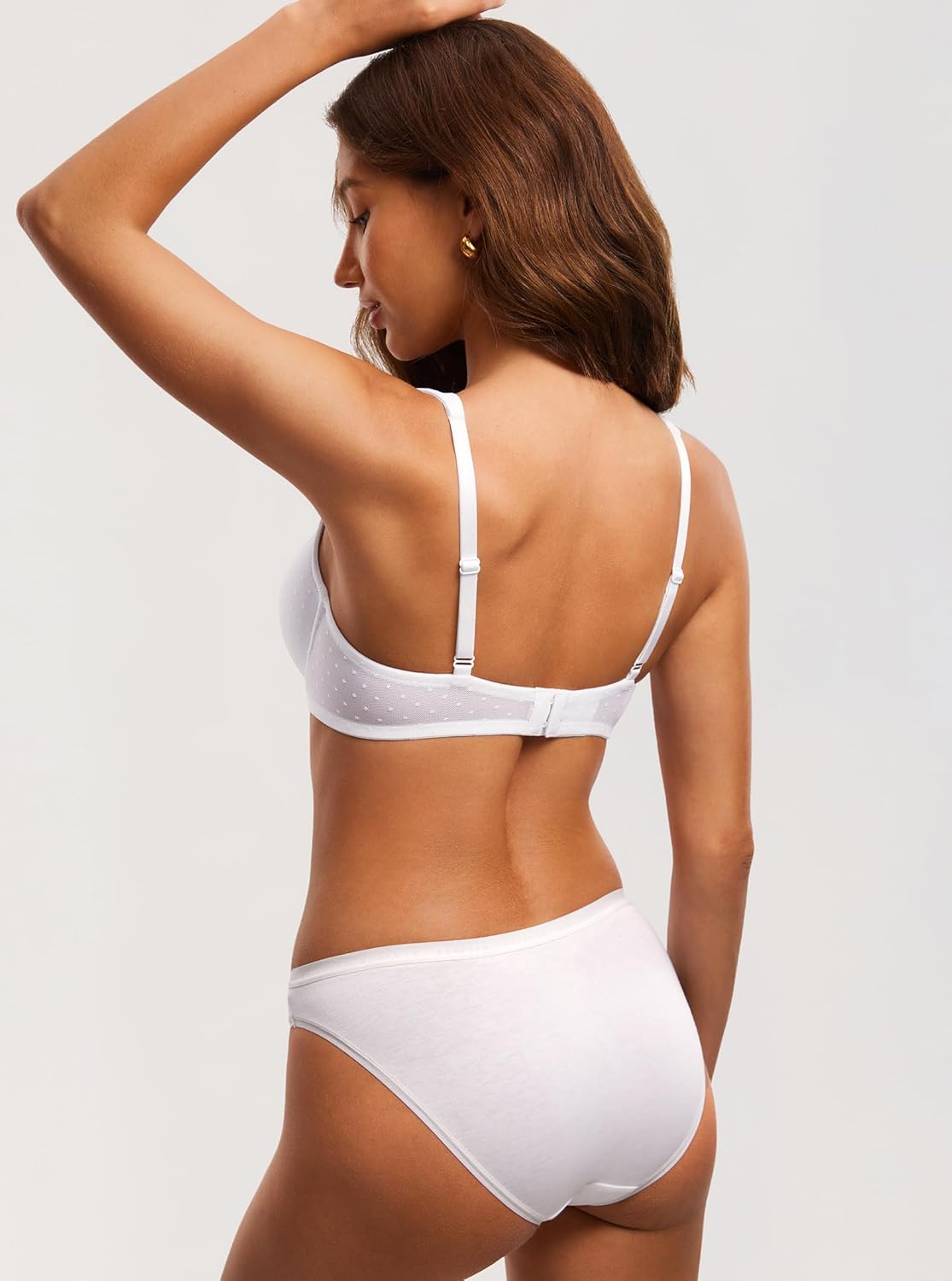 DOBREVA Women's Balconette Bra Lightly Padded Plus Size Sexy Mesh Demi Underwire Bras Wide Cushioned Straps