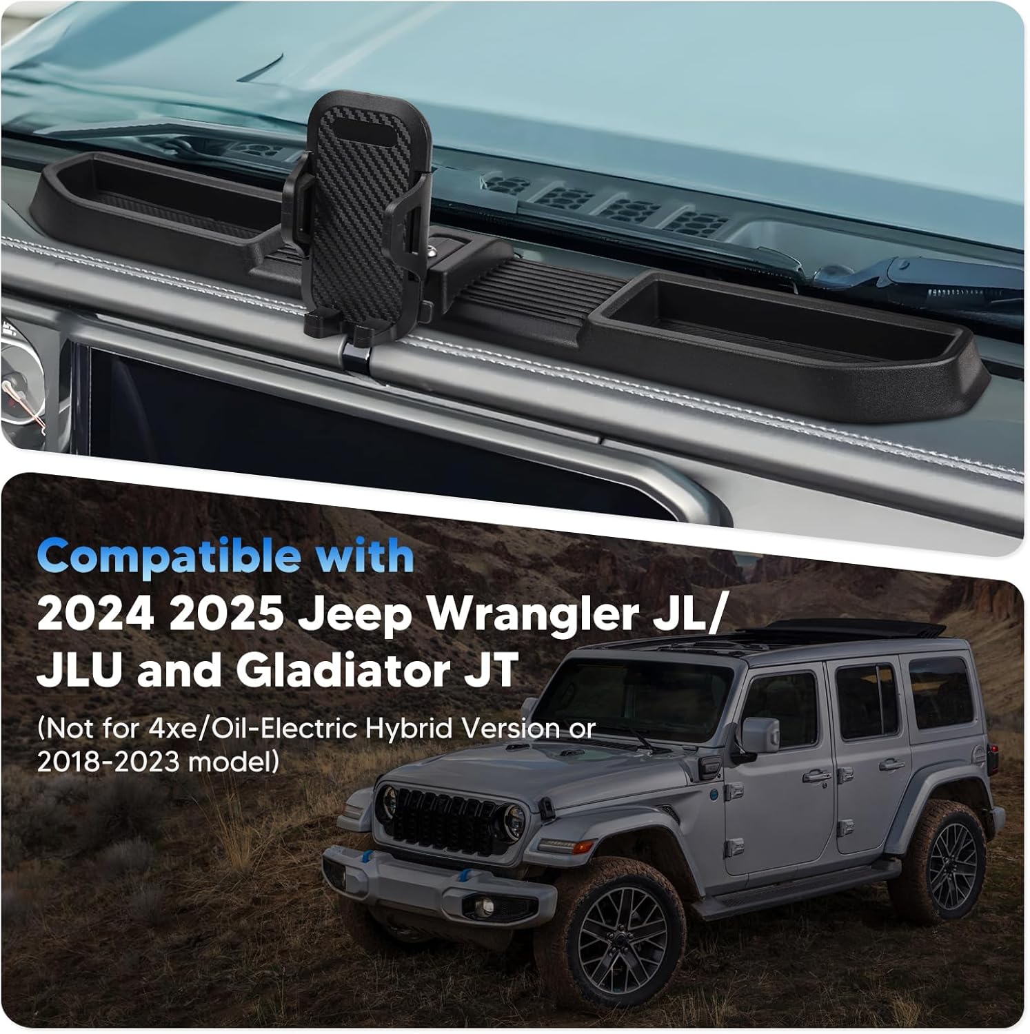Wrangler JL JLU Phone Mount: Multi-Mount Industrial-Grade ABS Material DIY Modification Accessories for Jeep Wrangler JL JLU & Gladiator JT 2024 2025 2026(Not for 4xe)