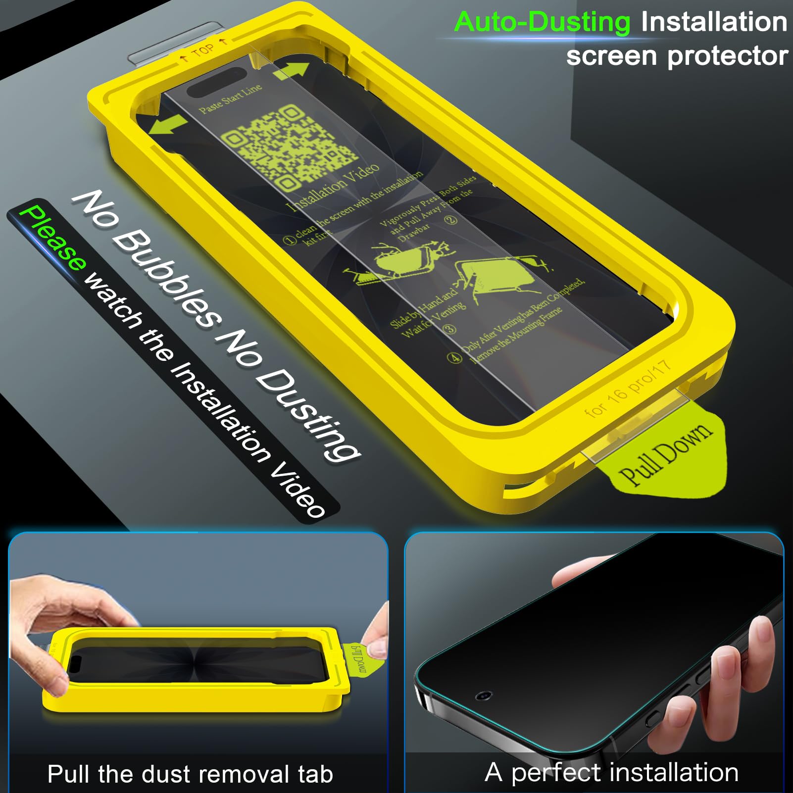 IMBZBK Pellicola Privacy Vetro per iPhone 17, Rimozione automatica polvere, con Protezione Fotocamera, Anti Spy Temperato, Grado Militare 9H+ Durezza, Anti-Graffio [3+3 Pezzi]