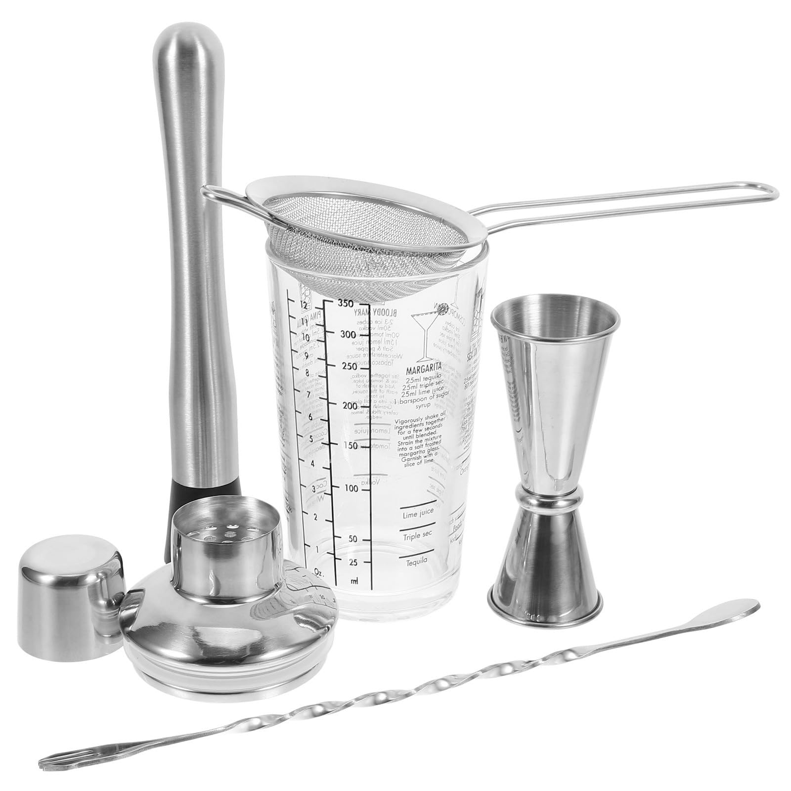 Juego de Coctelera de Vidrio 350ml Acero Inoxidable