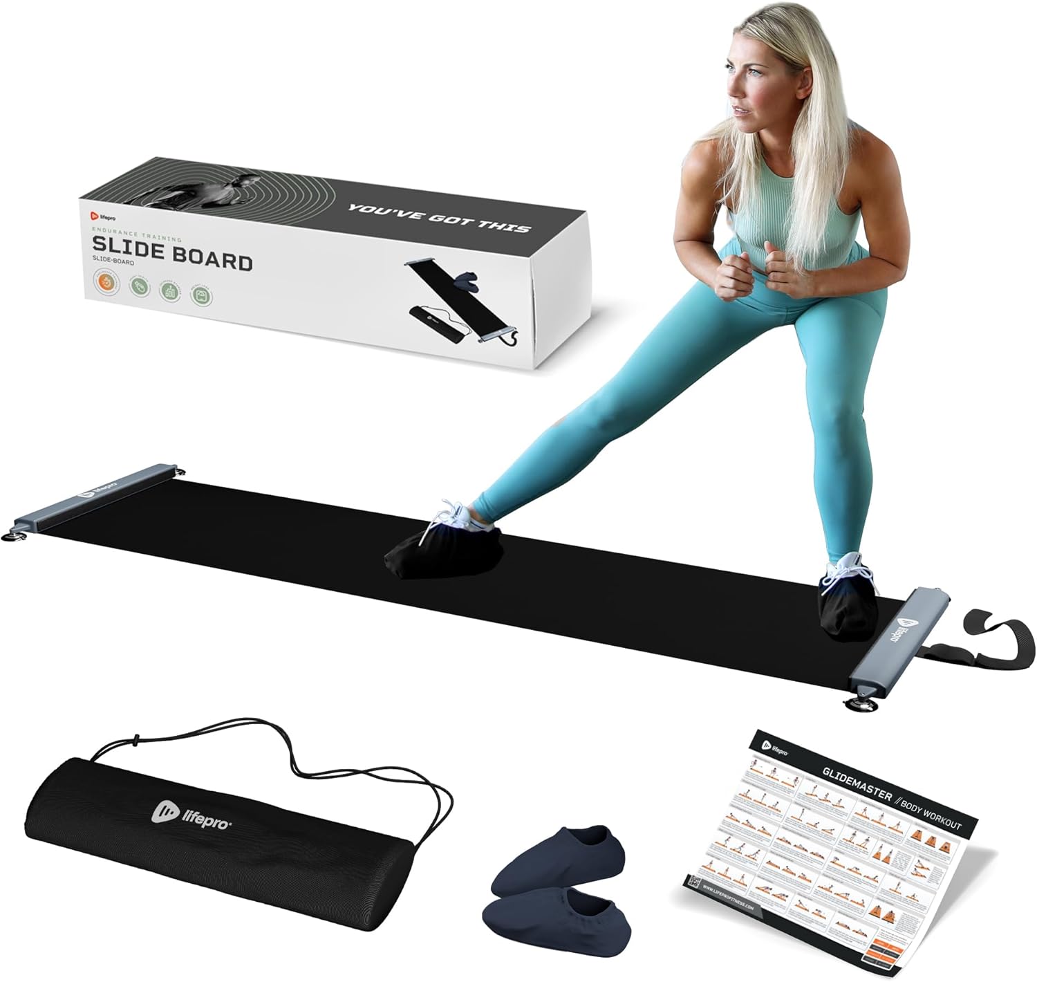 Lifepro Exercise Slide Board - Sliding Mat for Endurance