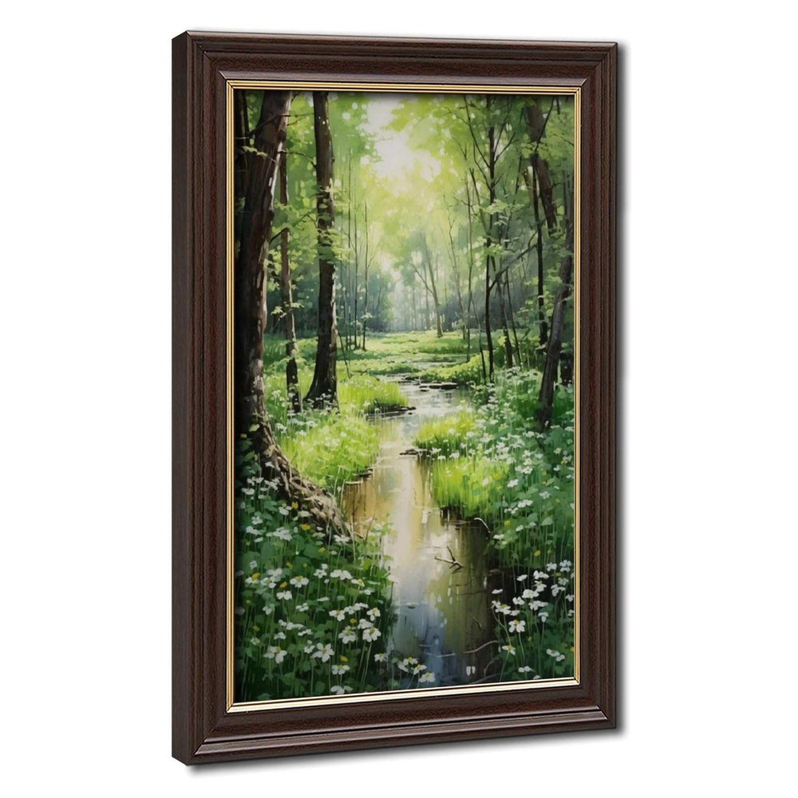 Bareronor Sunlit Forest Watercolor Canvas Poster Bedroom Decor Landscape Office Room Decor Gift 20" L X 30" W