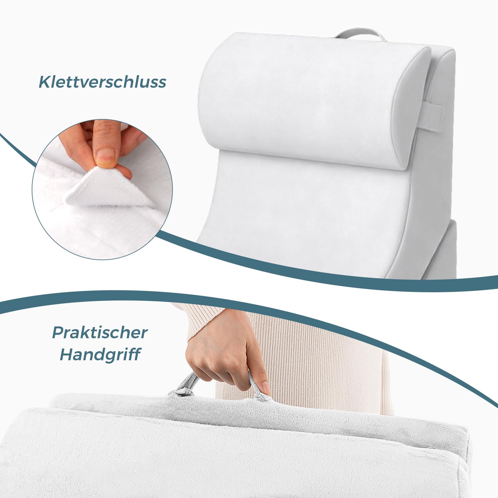 COSTWAY Lesekissen für Bett und Sofa, Venenkissen zum Beine hochlagern, 3-teiliges orthopädisches Keilkissen-Set nach Operationen gegen Schnarchen, Sodbrennen & Rückenschmerzen, Weiß