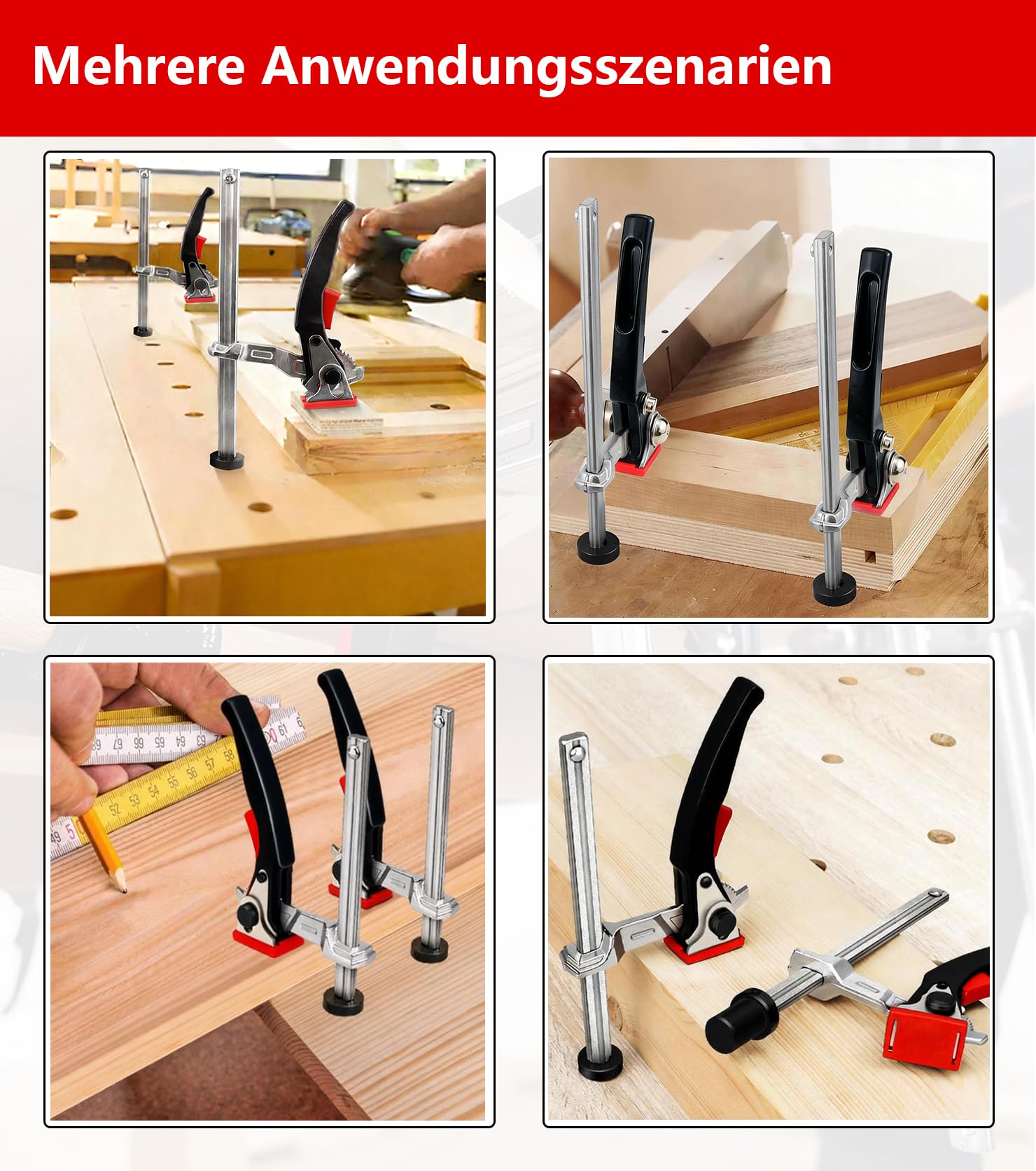 2 abrazaderas de palanca de acero entero de 20mm, soporte de 20 mm elemento tensor rango de sujeción de 160 mm, compatible con bessey, abrazadera de una mano, mesa de soldadura