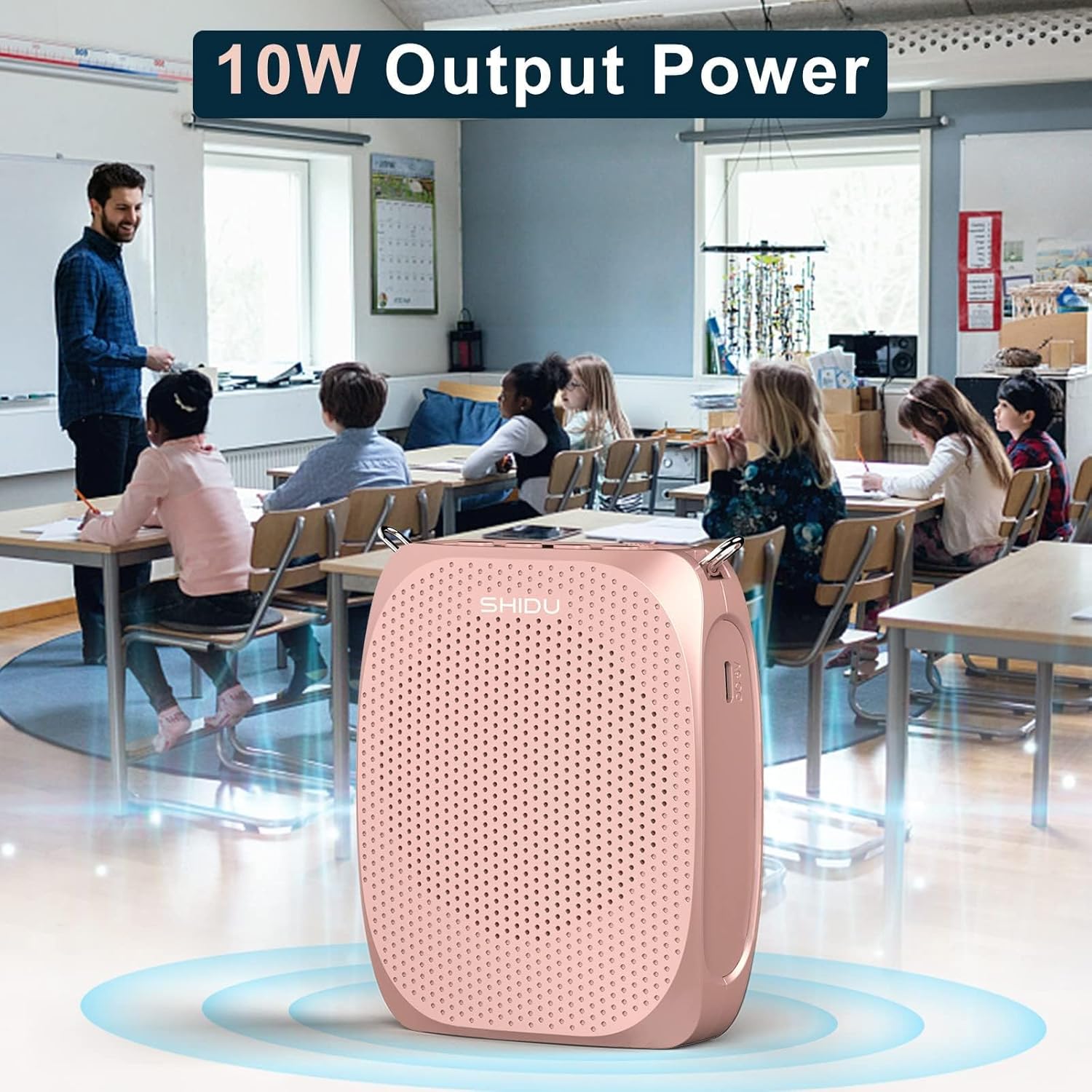 SHIDU Voice Amplifier Teachers,Megaphone Speaker Portable PA System with Microphone Headset(Work of 12hours) Supports MP3 Format Audio for Tour Guides Coaches Yoga Fitness Instructors - Image 5
