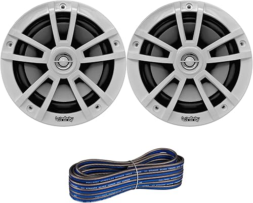 Infinity - Altavoces marinos de 6.5 pulgadas (cantidad 2), 1 par de altavoces de repuesto OEM con cable Enrock de 50 pies (blanco) 622MWB