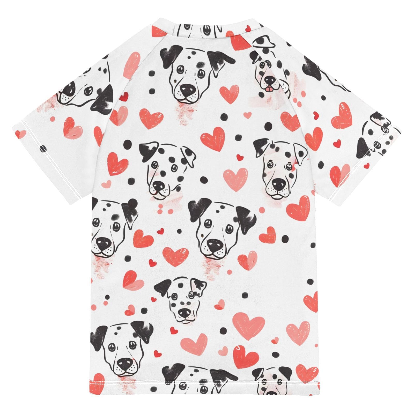 ALAZA Boys Swim Shirt Short Sleeve Rash Guard for Boys Girls UPF 50+ Dog Dalmatian 9-10T