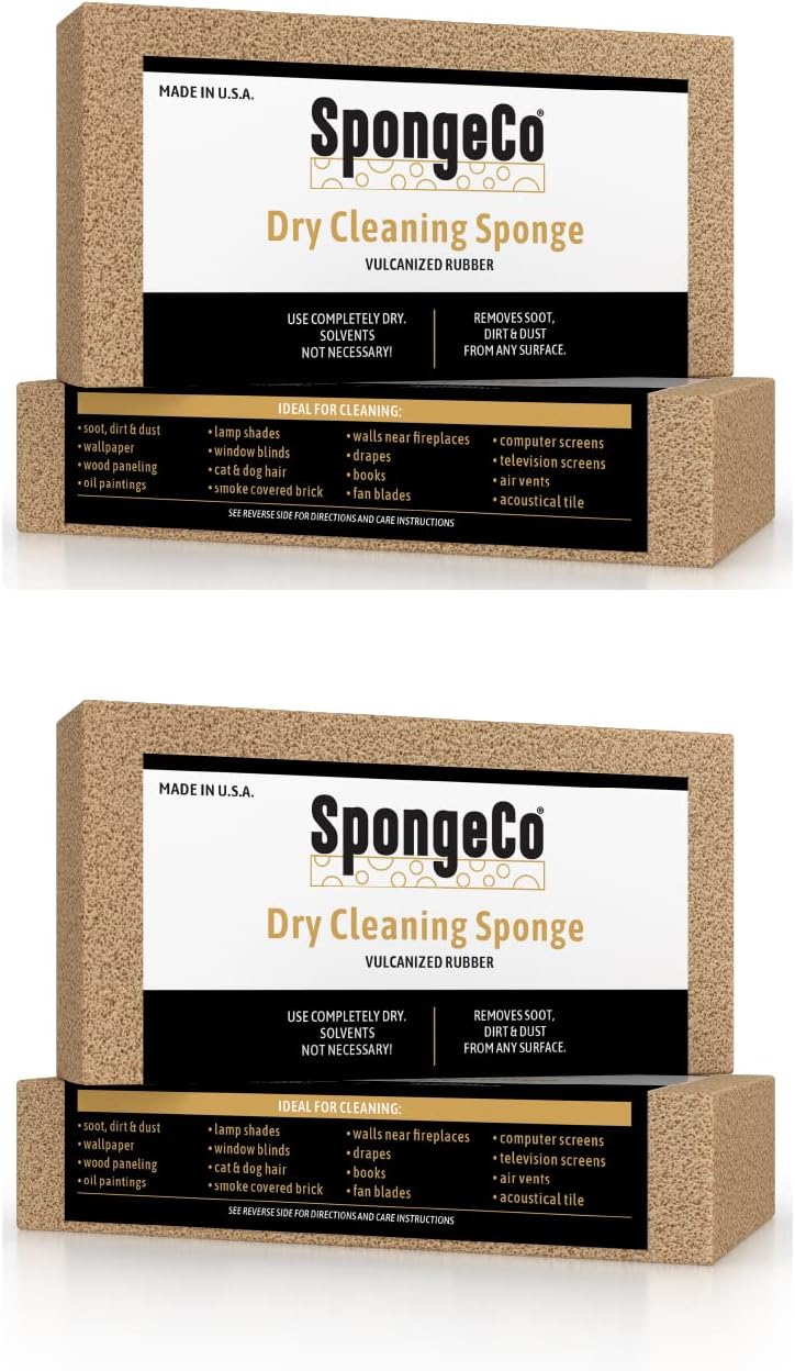 Dry Cleaning Soot Eraser Sponge - Pet Hair, Smoke, Soot, Dust and Dirt Remover - 3x6 Double, One Unit (2 Pack Single)