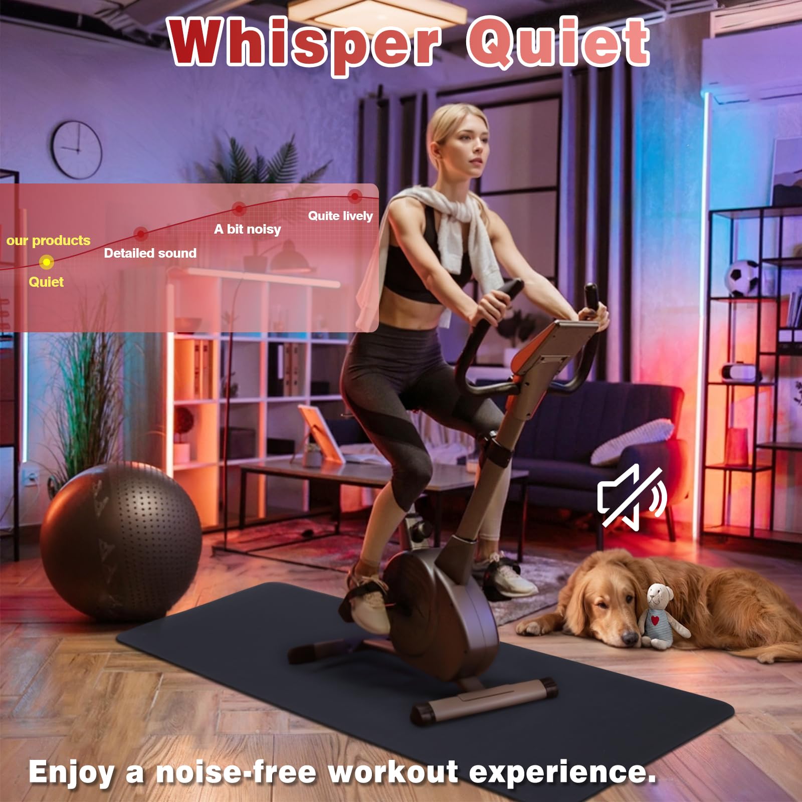 Tappetino per tapis roulant per pavimenti in legno duro – Tappetino in gomma riciclata al 100% per pavimenti in casa e palestra, tappetini durevoli per allenamento fitness, tappetino da