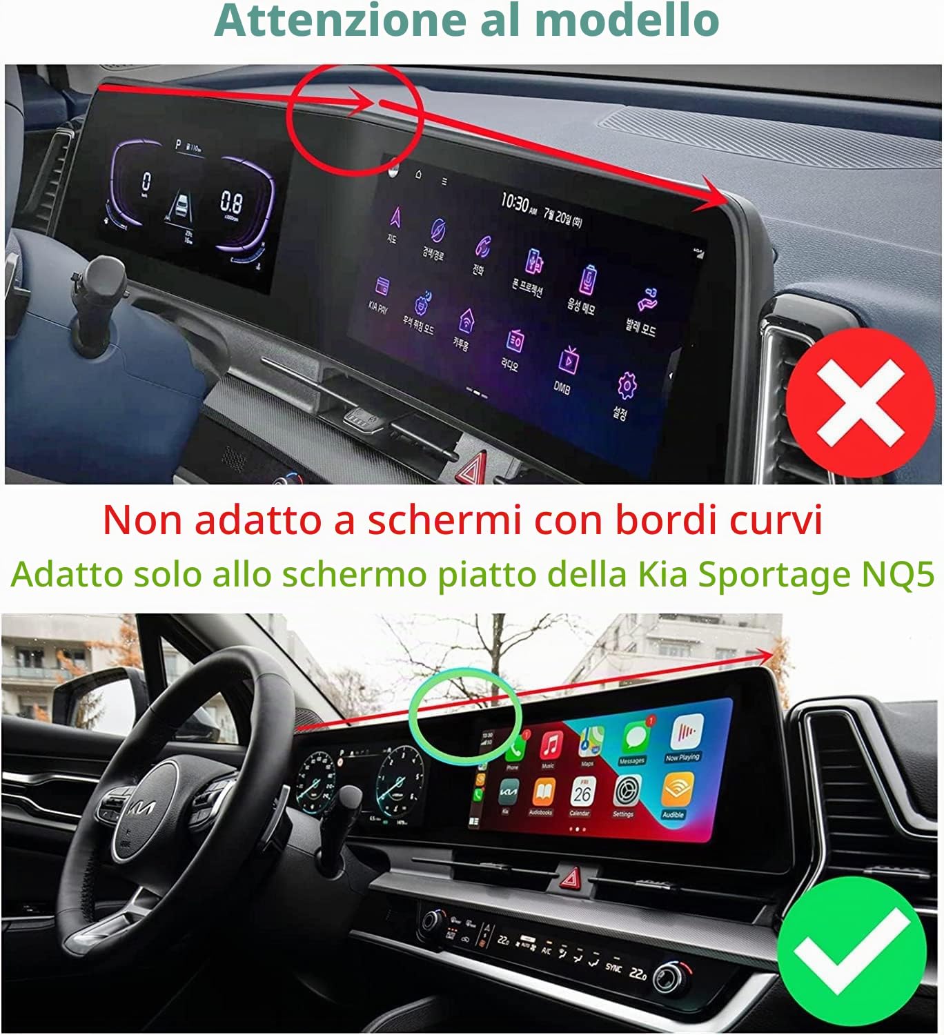 GAFAT [2 pezzi] Compatibile con Kia Sportage NQ5 2022-2024 2025 Navigation + Virtual Cockpit Pellicola Protettiva Sportage 2023 Nano Pellicola Protettiva, Schermo, 6H Anti Graffio (Linea Retta)