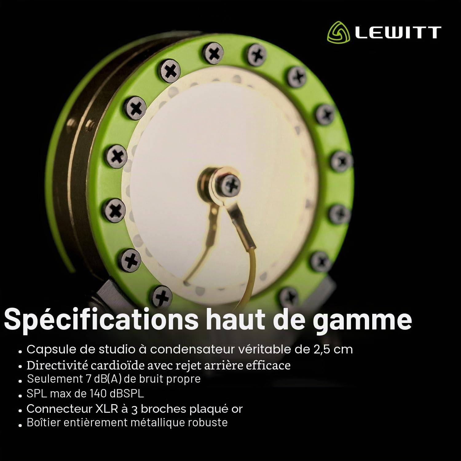 LCT 440 Pure Microphone à condensateur XLR pour Voix, Chant, Enregistrement d'instruments et Streaming - Capsule à condensateur véritable de 1" - avec araignée et Filtre Anti-Pop (Noir)