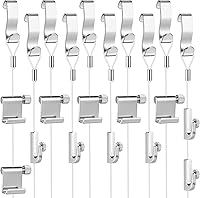 Zelphvt 10-Pack Picture Rail Hanging Kit: Stainless Steel Hooks, Invisible Nylon Cords, 25lb Capacity for Galleries & Home Art Displays
