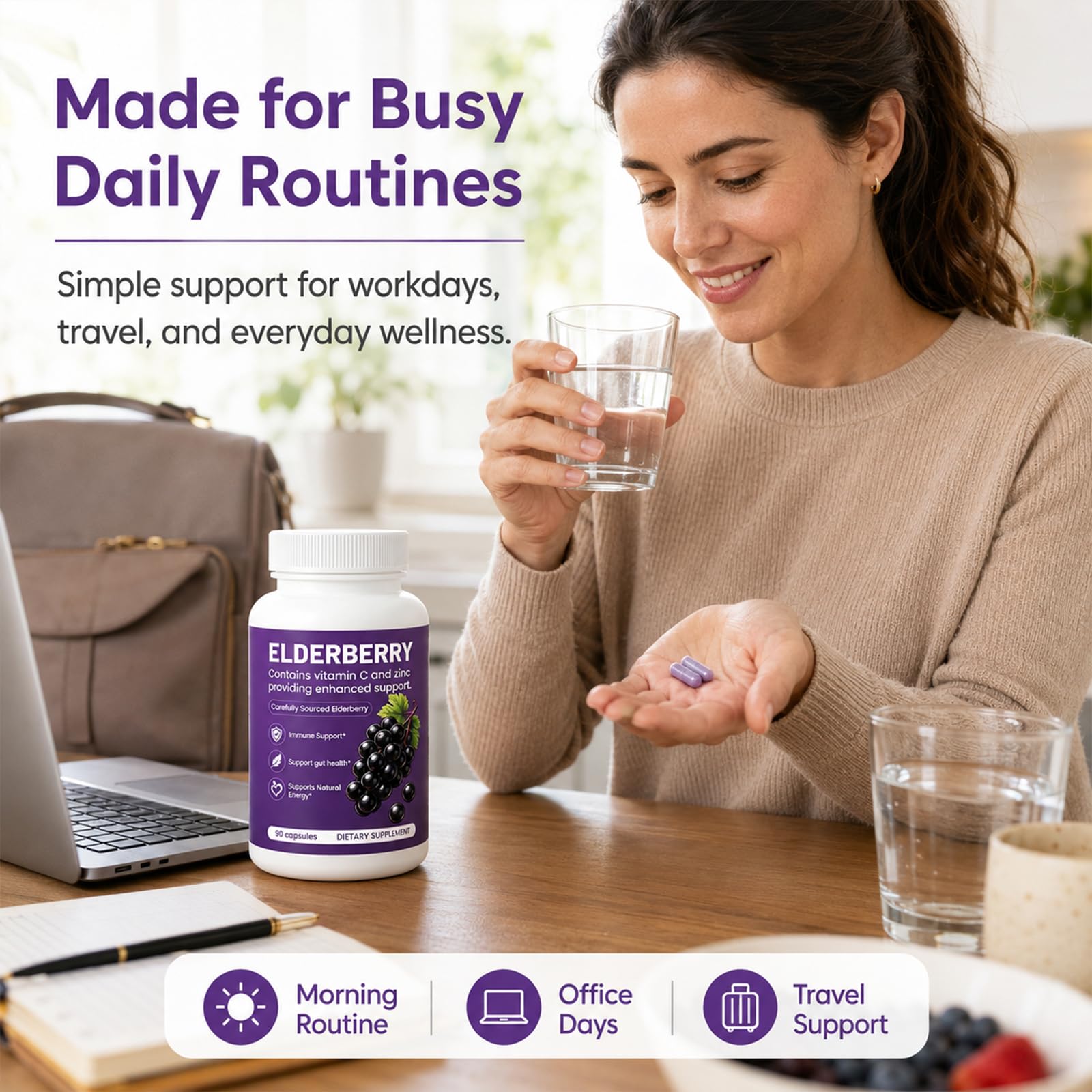 Elvera Elderberry Gut Support with 1200mg Elderberry Extract, Vitamin C and Zinc | Daily Immune & Digestive Balance for Everyday Wellness & Healthy Metabolism 90 Capsules — Amazon image 6