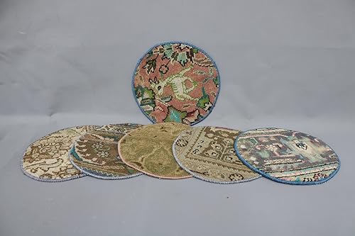 SARIKAYA PILLOW Alfombra Supla, mesa, decoración de cocina, almohadilla marrón, almohadilla de alfombra, 12 x 12 pulgadas hecha a mano, elegante